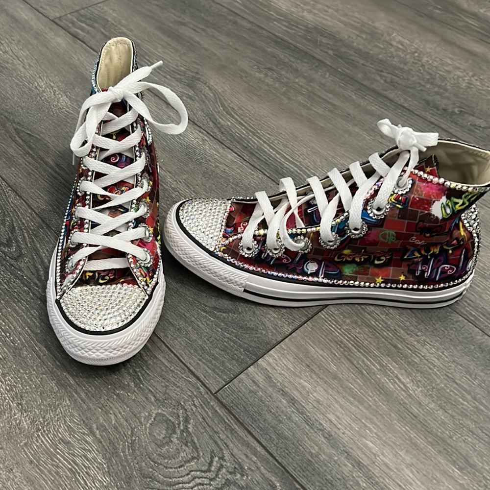 Custom Graffiti Swarovski Crystal Converse Size 7